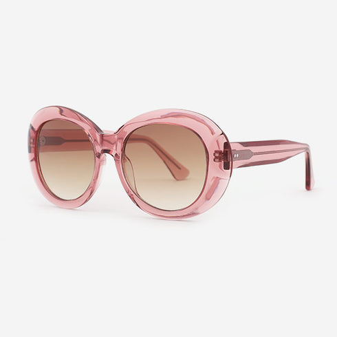 Cambered Round Acetate Unisex Sunglasses 21A8090